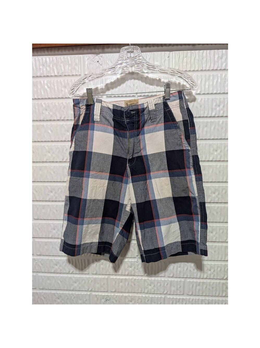 Roebuck & Co. Men's Blue Plaid Cotton Mid-Rise Bermuda Short Size 34